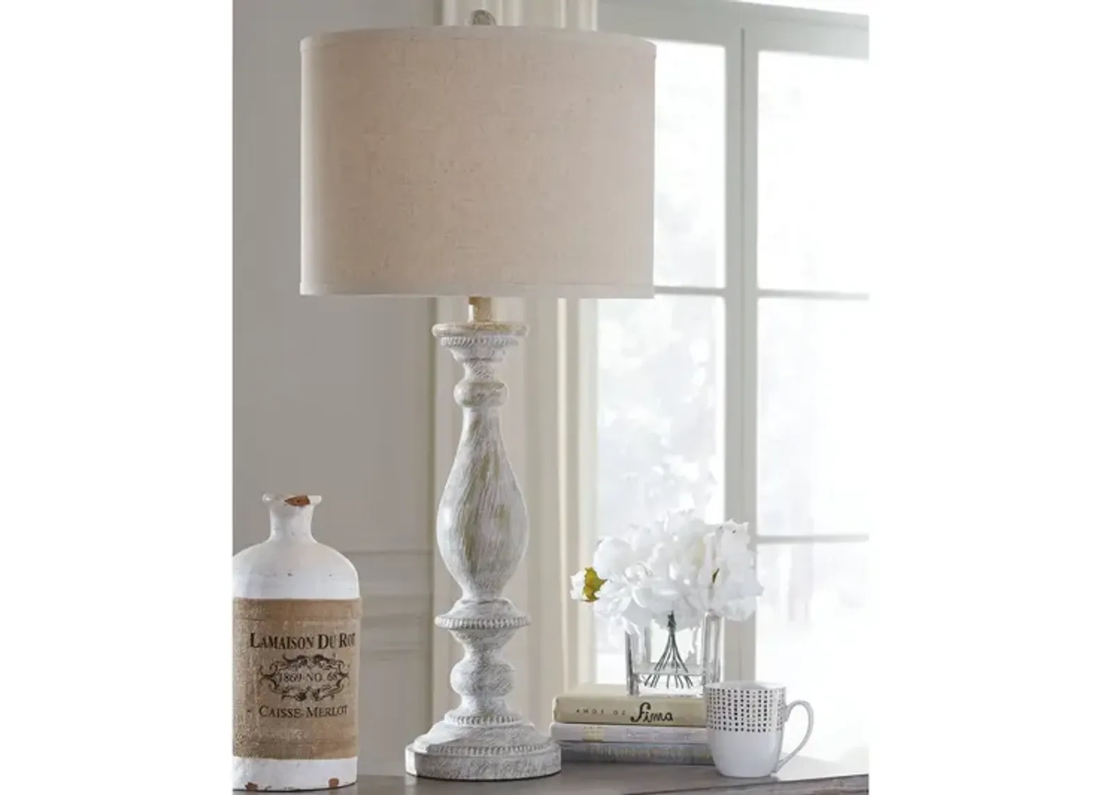 Ashley Bernadette Whitewash Table Lamp Set of 2