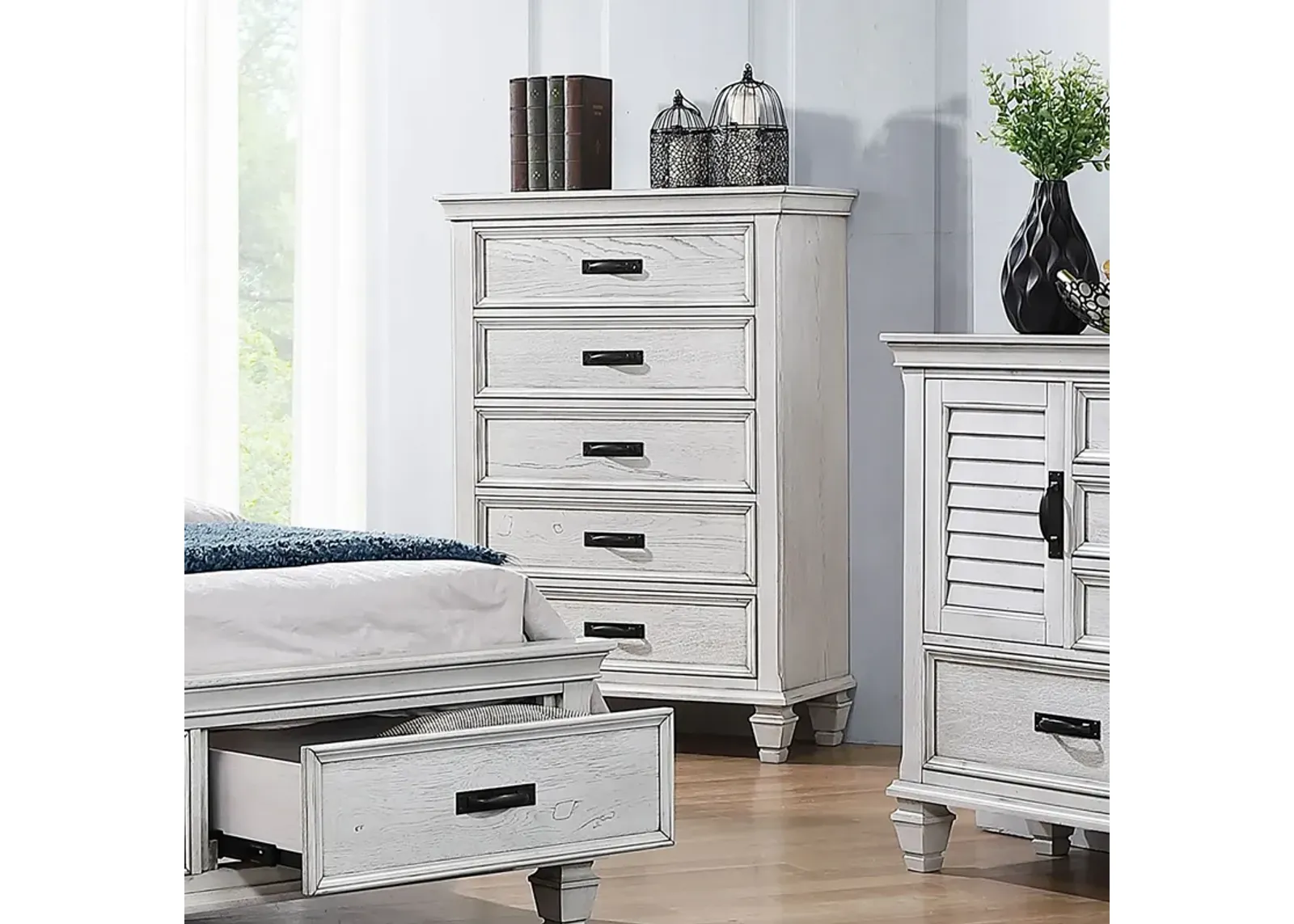 Coaster Franco 5-Drawer Bedroom Chest Distressed White