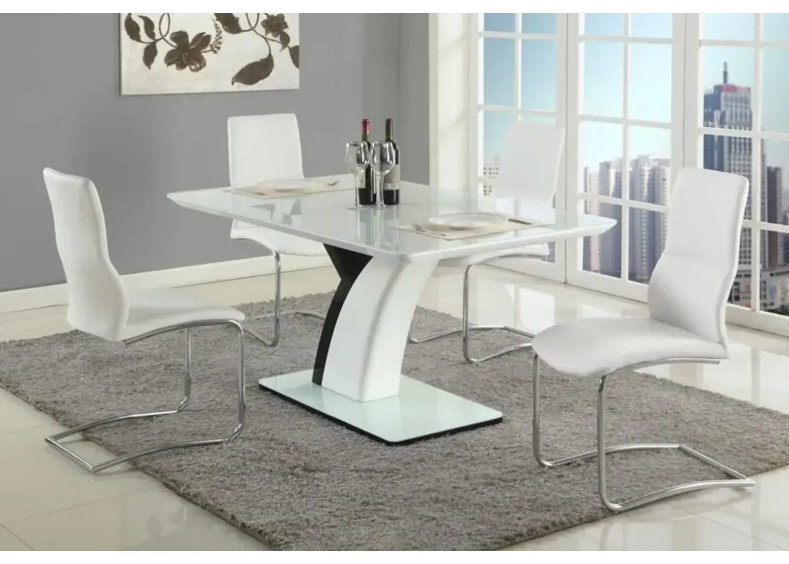 Chintaly Natasha Contemporary Starphire Glass Top Dining Table