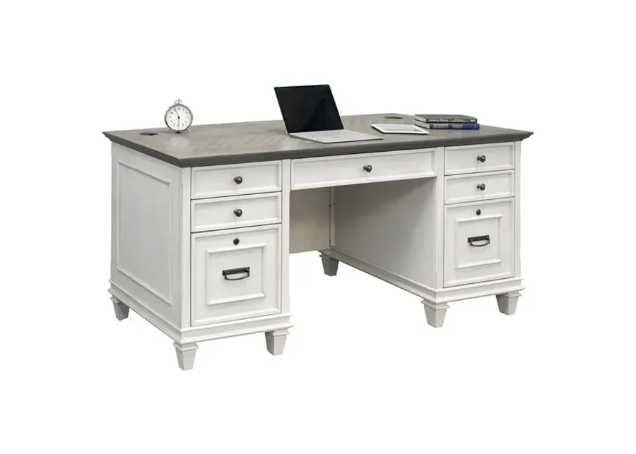 DOUBLE PEDESTAL DESK (WHITE GRAY) - HARTFORD