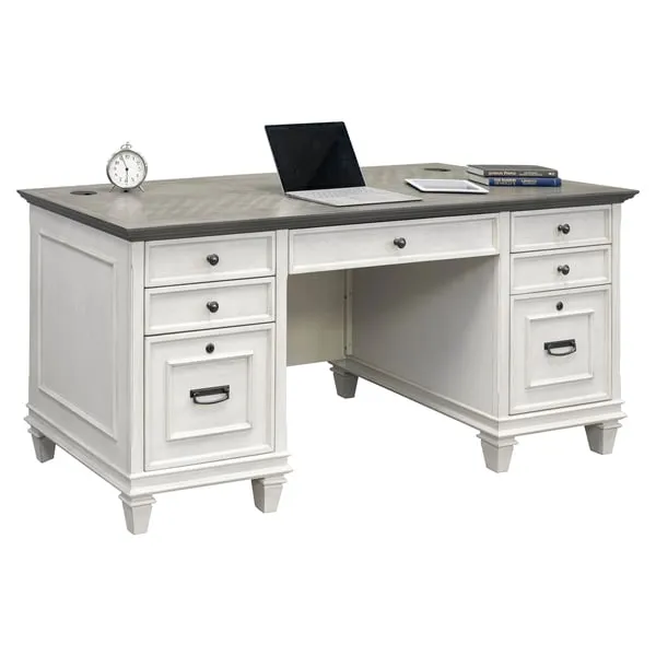 DOUBLE PEDESTAL DESK (WHITE GRAY) - HARTFORD