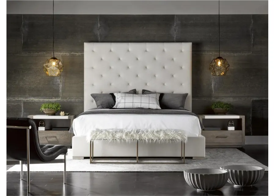 MODERN BRANDO WALTZ/QUARTZ UPHOLSTERED CALIFORNIA KING BED