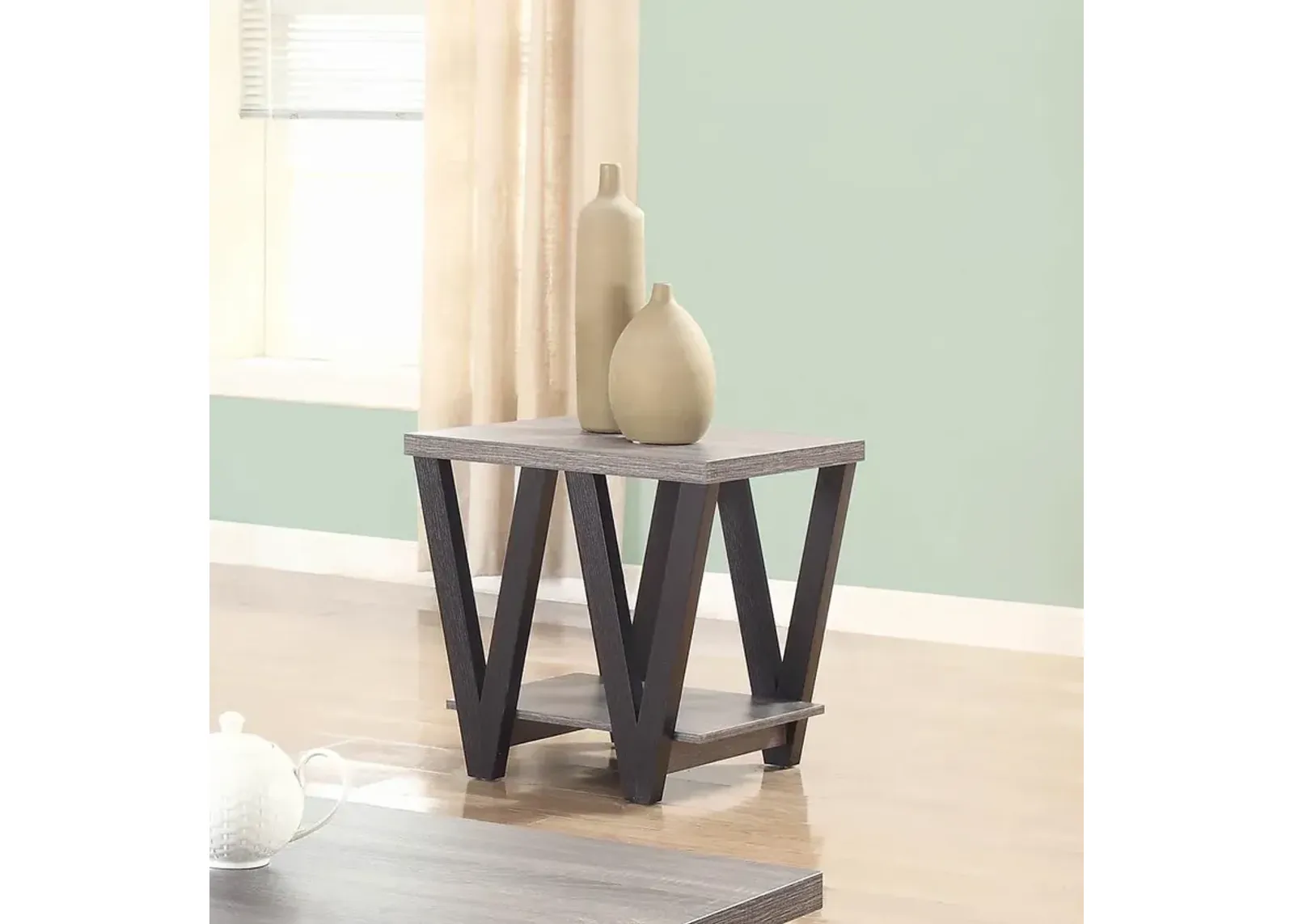 Coaster Stevens Engineered Wood End Table Antique Grey & Black