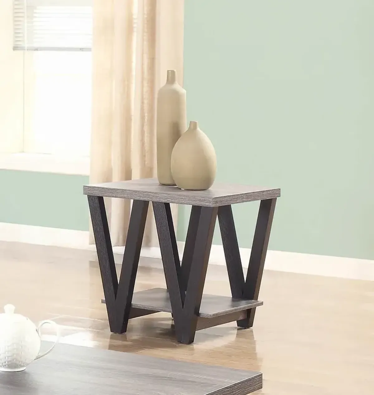 Coaster Stevens Engineered Wood End Table Antique Grey & Black