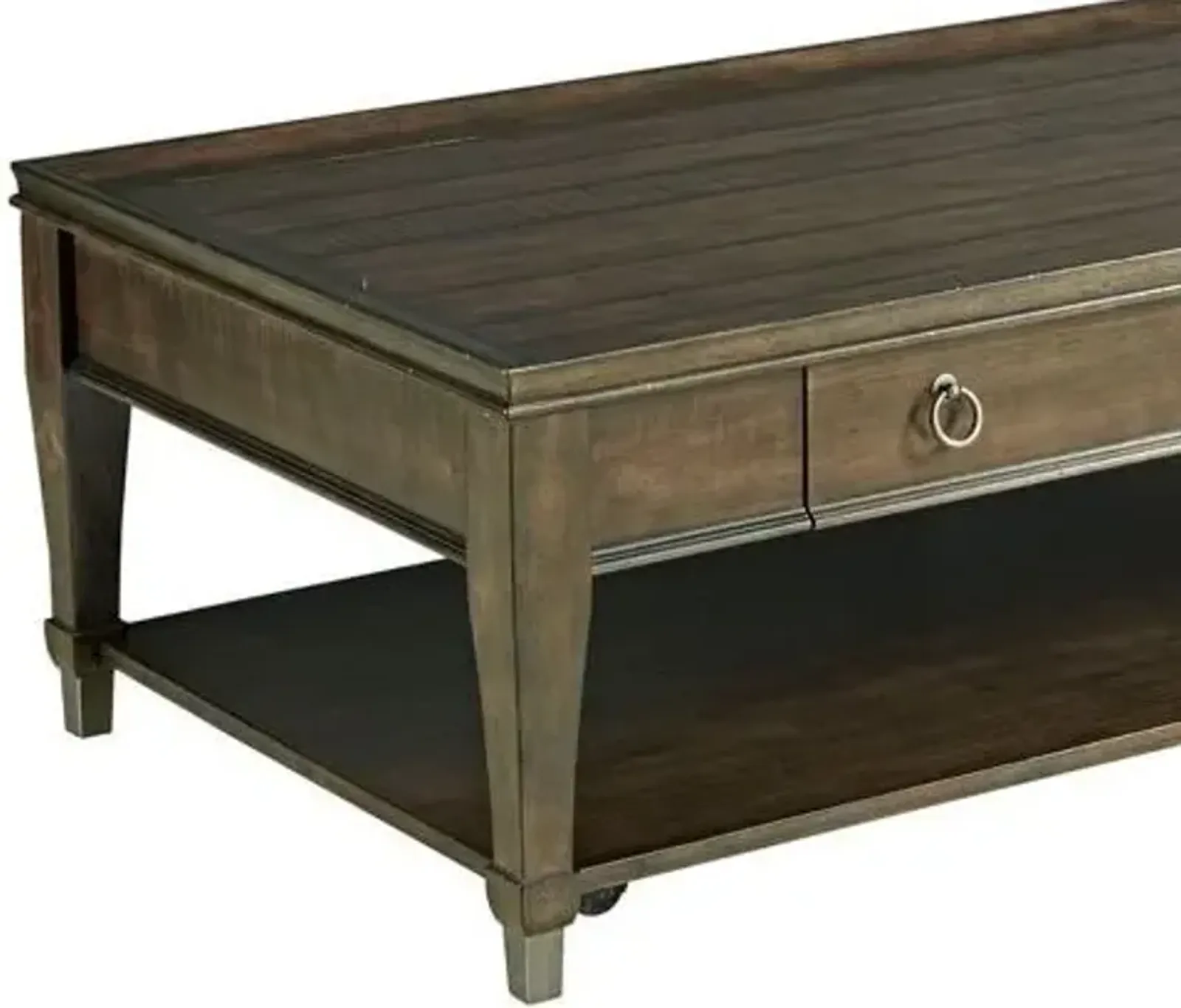 Hammary Elegant Rectangular Coffee Table with Drawers in Rustic Mahogany