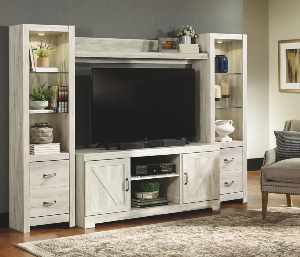 Ashley Bellaby 4-Piece Entertainment Center Whitewash