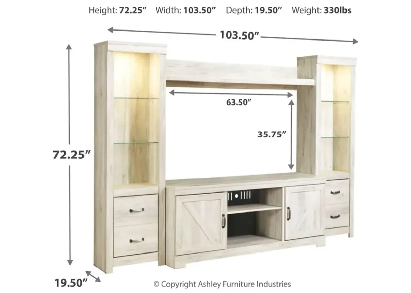 Ashley Bellaby 4-Piece Entertainment Center Whitewash