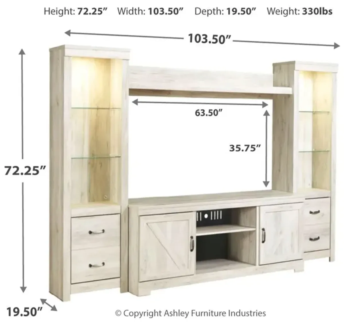 Ashley Bellaby 4-Piece Entertainment Center Whitewash