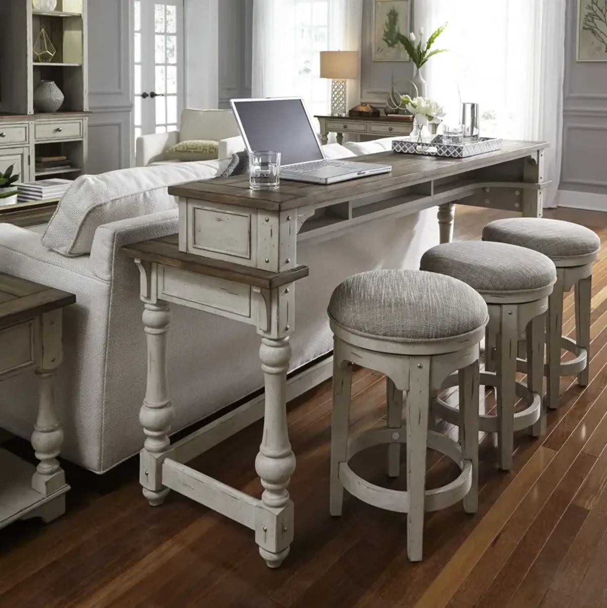 Liberty Furniture 4-Piece Console Bar Stools & Table Set Morgan Creek