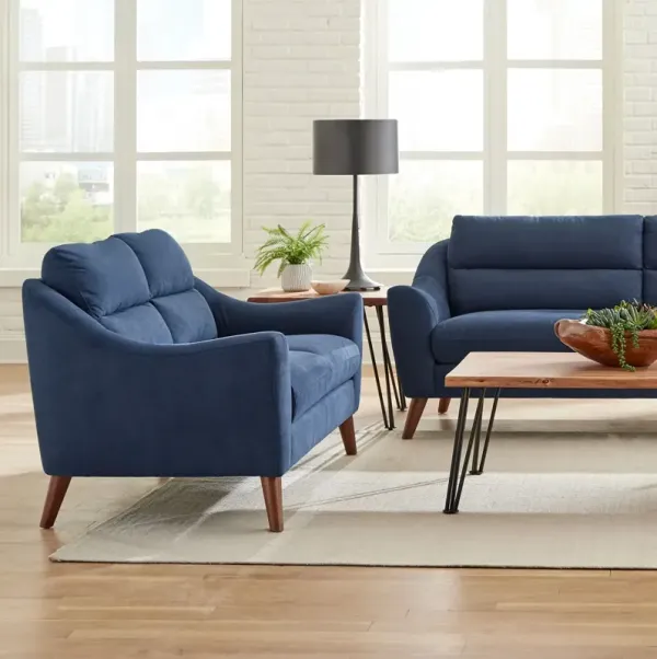 Gano Upholstered Sloped Arm Loveseat Navy Blue