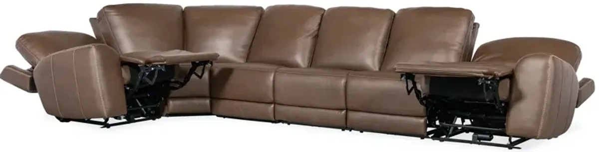 Hooker Furniture Torres Sorrento Mocha Reclining 6-Piece Leather Sectional