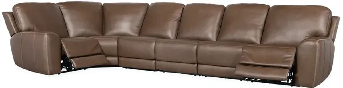 Hooker Furniture Torres Sorrento Mocha Reclining 6-Piece Leather Sectional