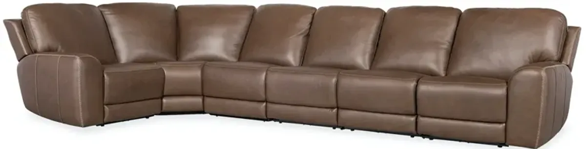 Hooker Furniture Torres Sorrento Mocha Reclining 6-Piece Leather Sectional