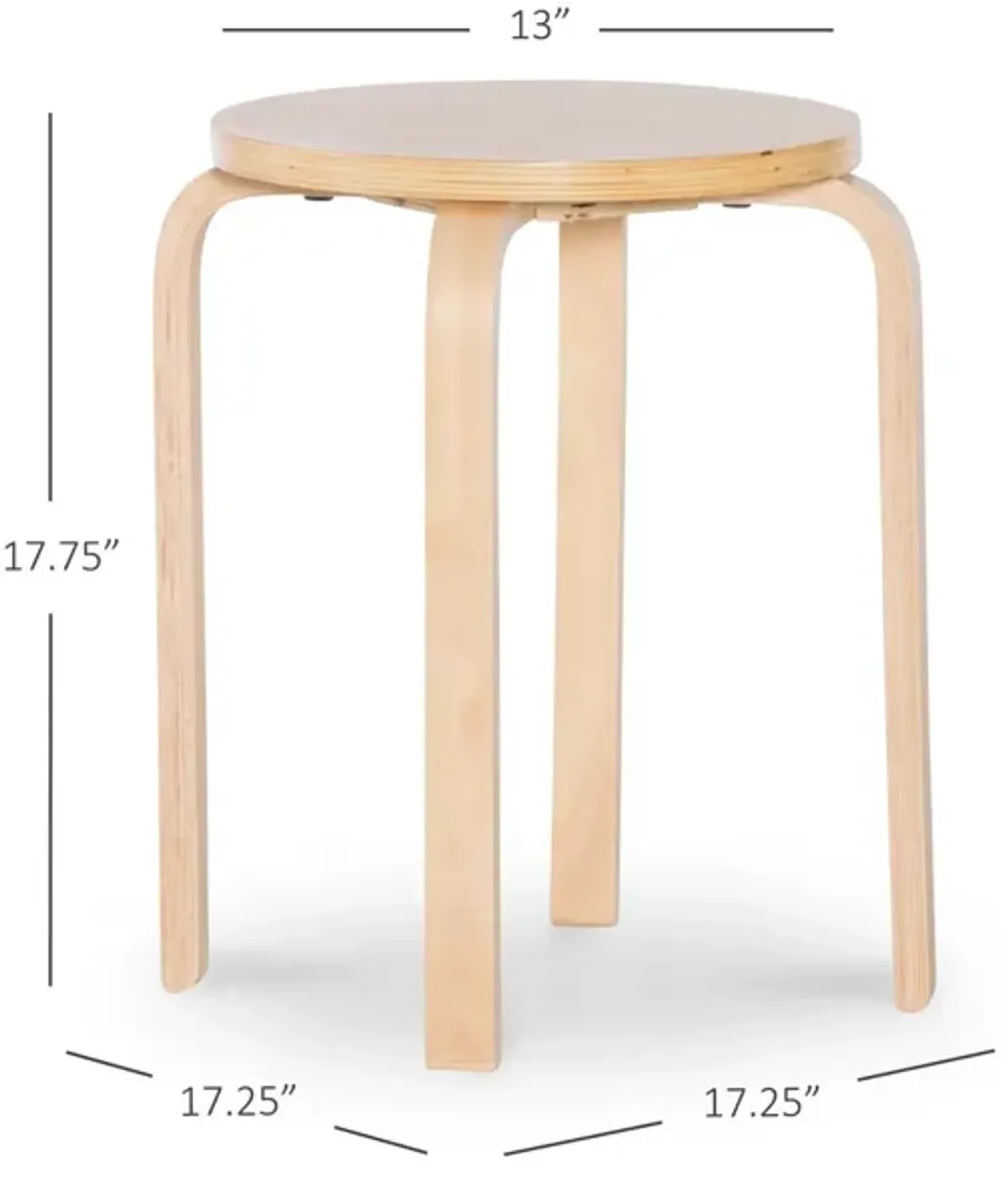 Linon 17 Inch Bentwood Stool Natural