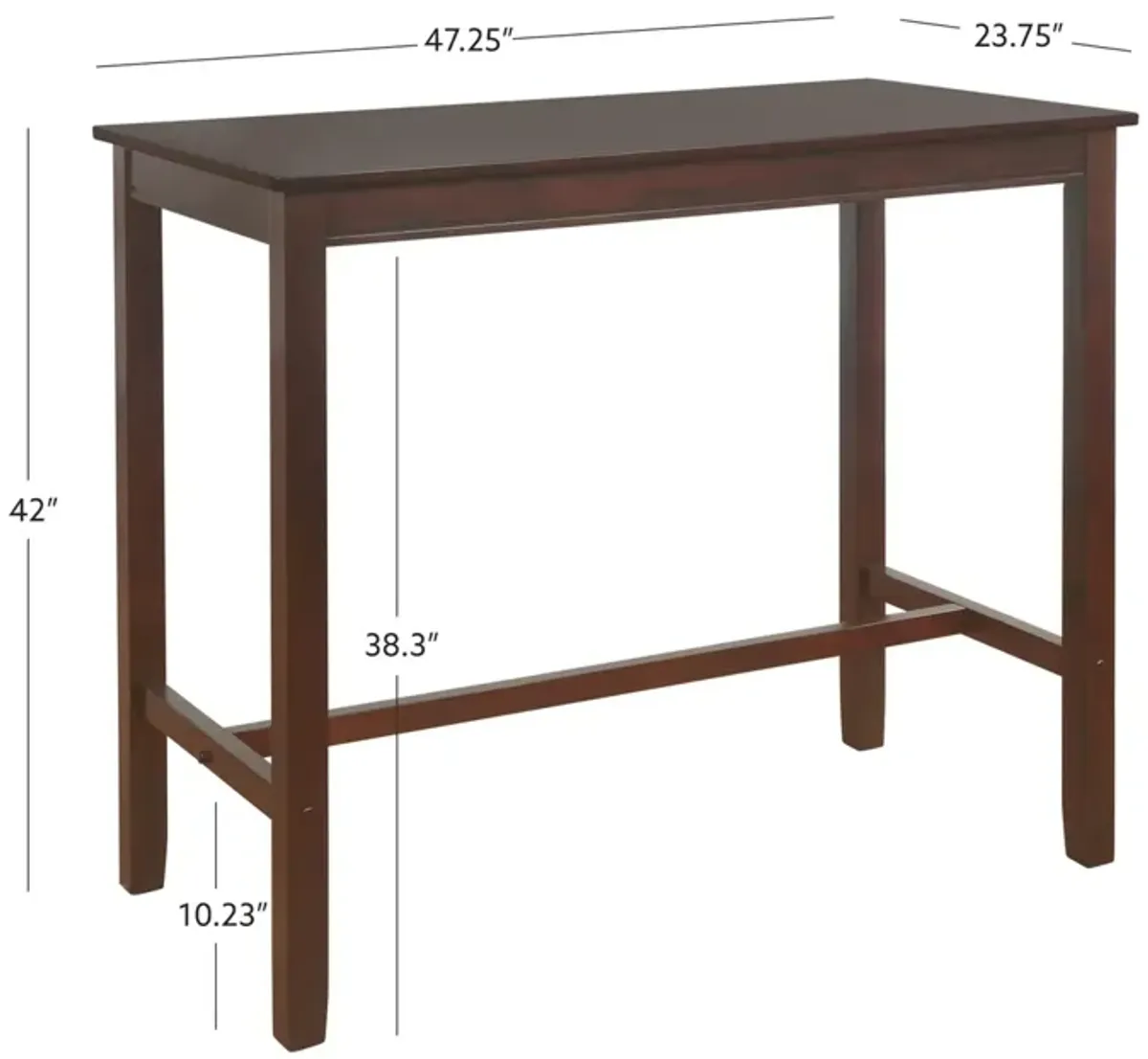 Linon 42 Inch Claridge Bar Height Pub Table Brown