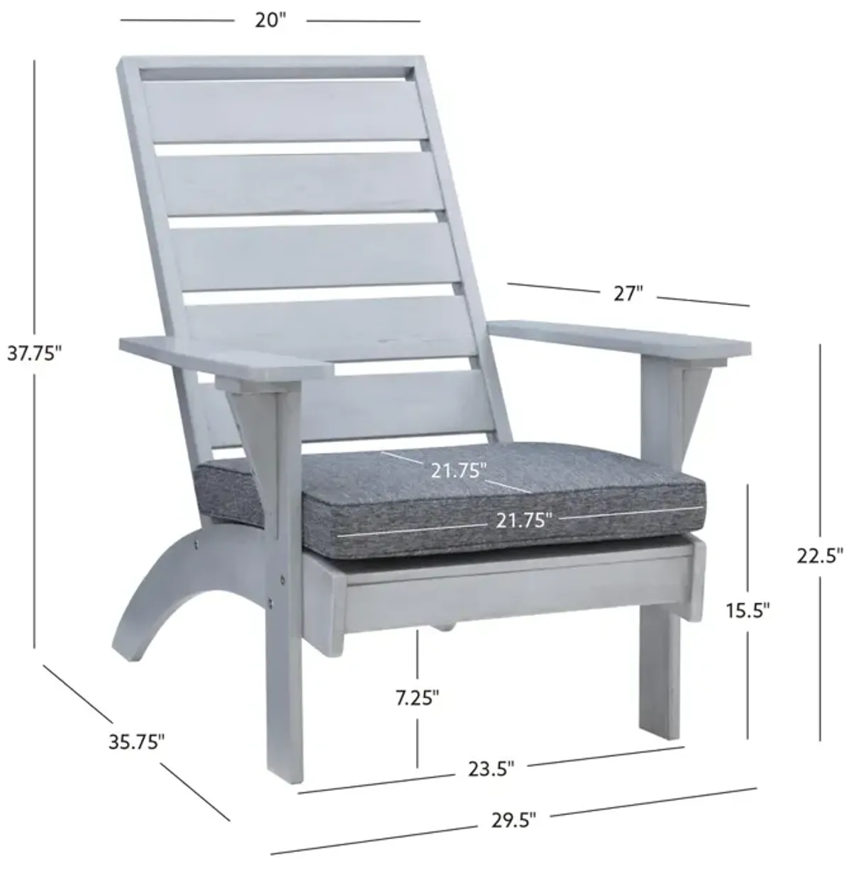 Linon Rockport Gray Outdoor Adirondack Chair