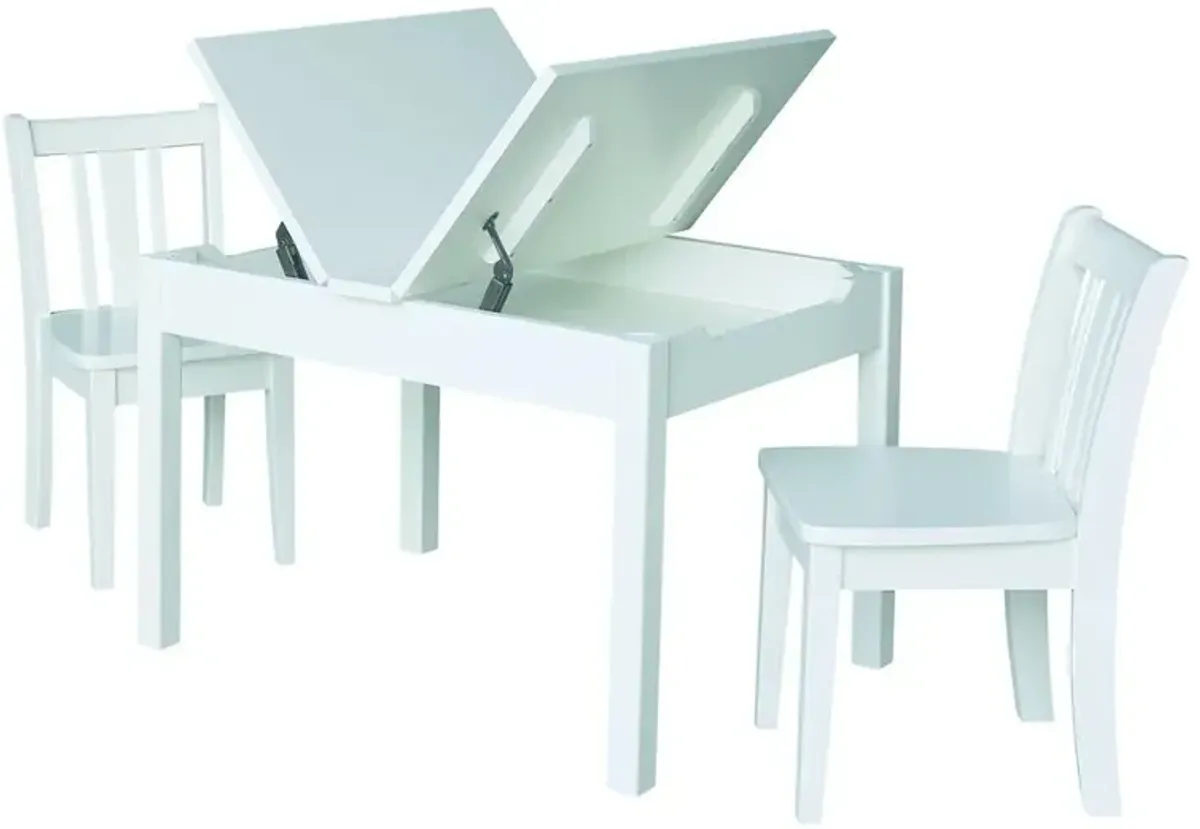 Youth Mission Lift Top Storage Table & Wood Chairs in White