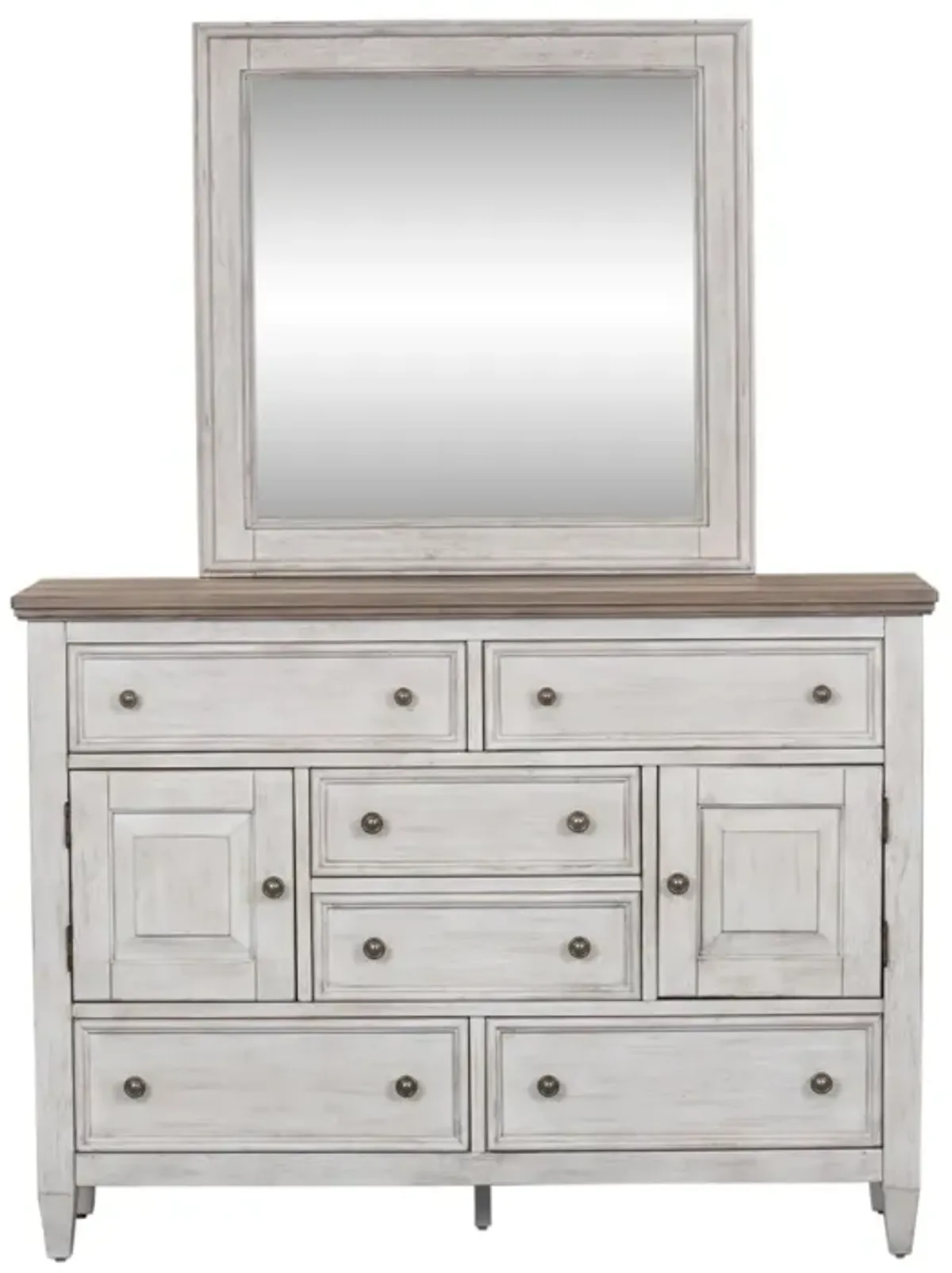 Liberty Furniture White Dresser & Landscape Mirror Set Heartland