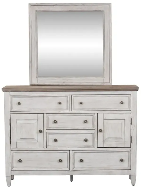 Liberty Furniture White Dresser & Landscape Mirror Set Heartland