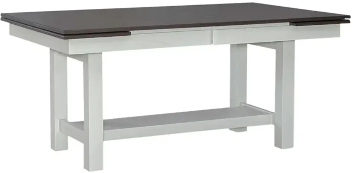 Liberty Furniture Brook Bay 5-Piece Carbon Grey/Textured White Finish Trestle Dining Table Set