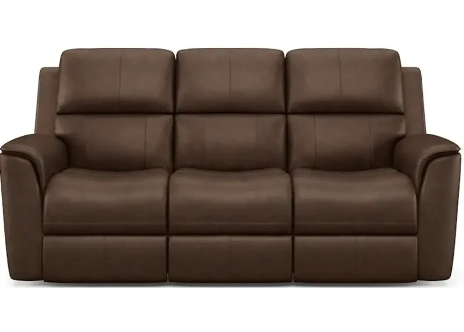 Flexsteel Henry Burnt Umber Zero Gravity Leather Triple Power Reclining Sofa