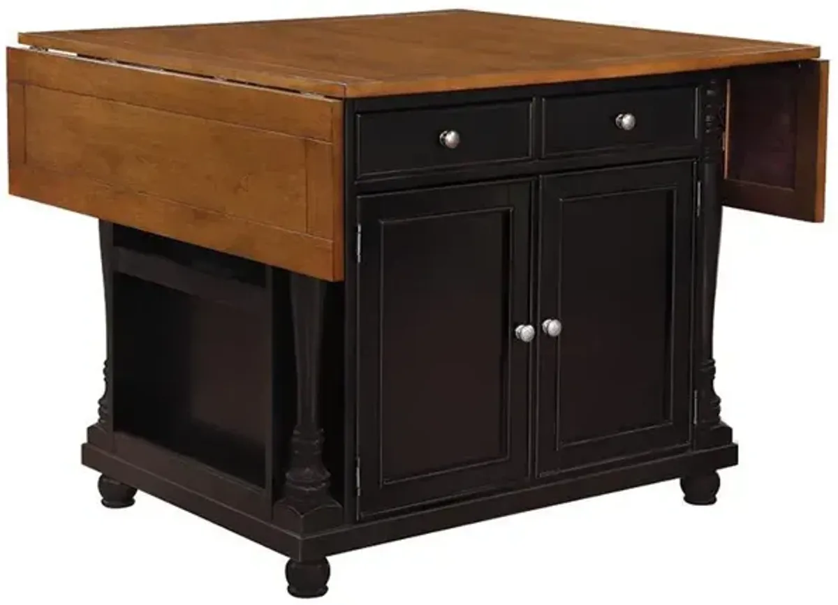 Coaster Slater 2-Drawer Drop Leaf Kitchen Island Table Black