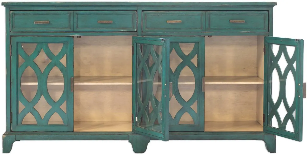 OKSANA GREEN WOODEN SIDEBOARD CREDENZA