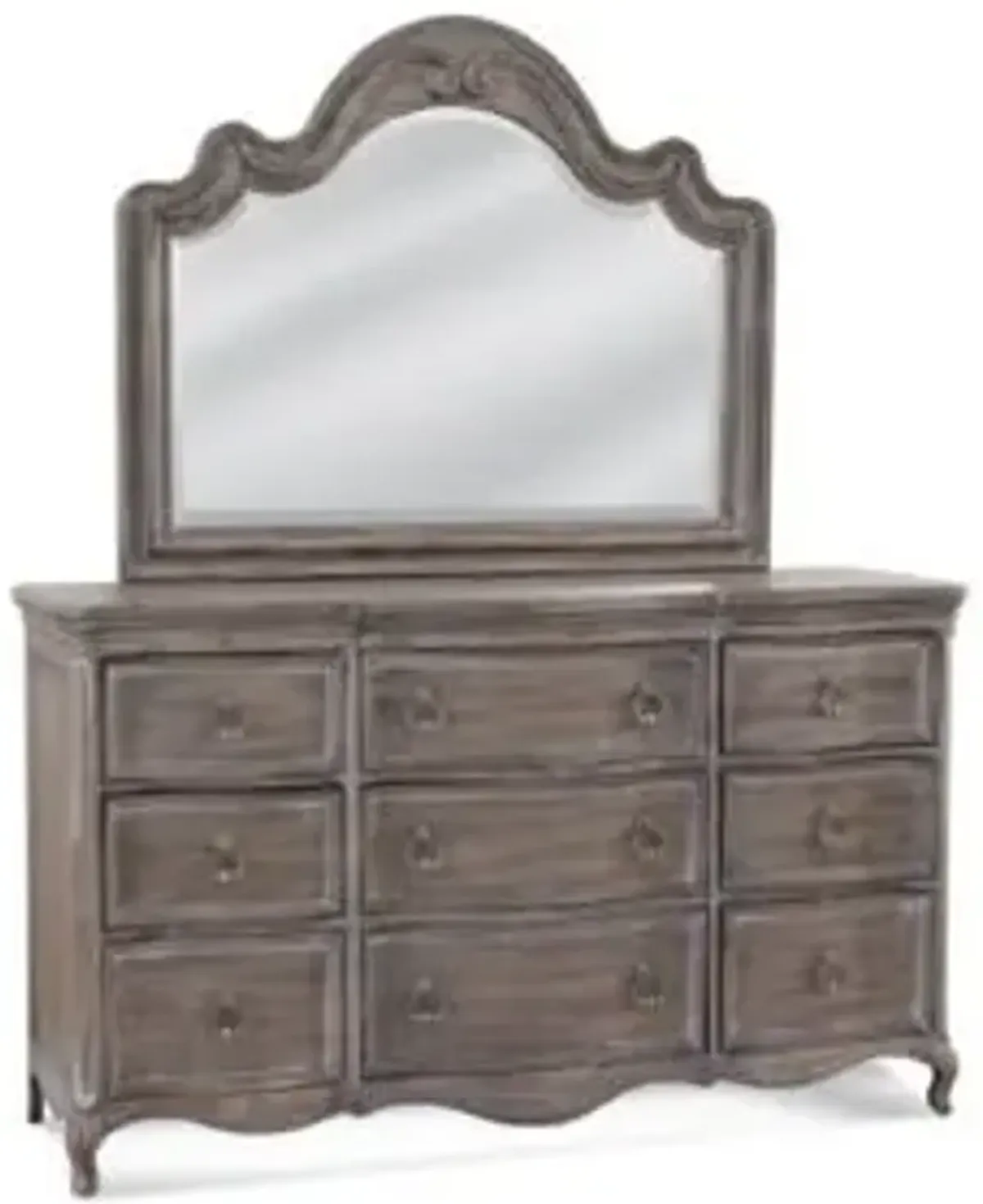 American Woodcrafters Genoa Landscape Mirror in Antique Grey