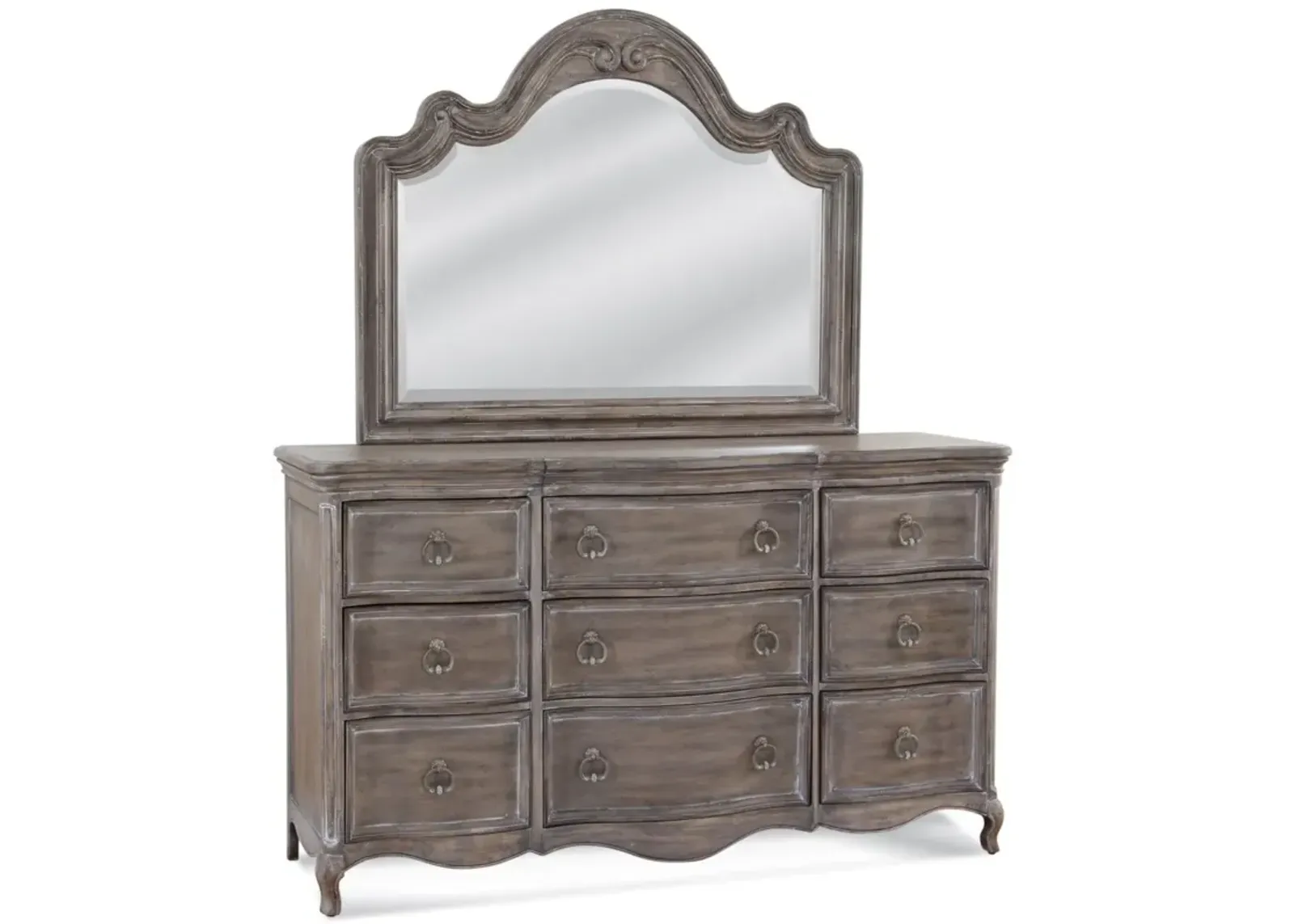 American Woodcrafters Genoa Landscape Mirror in Antique Grey