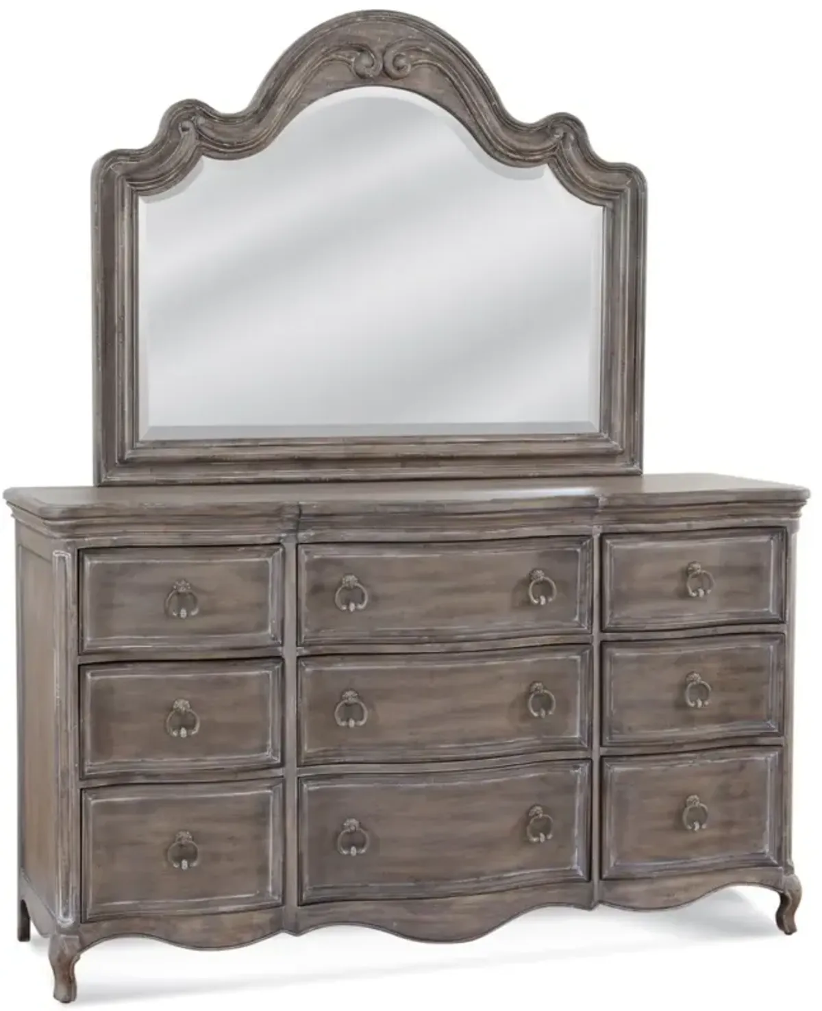 American Woodcrafters Genoa Landscape Mirror in Antique Grey