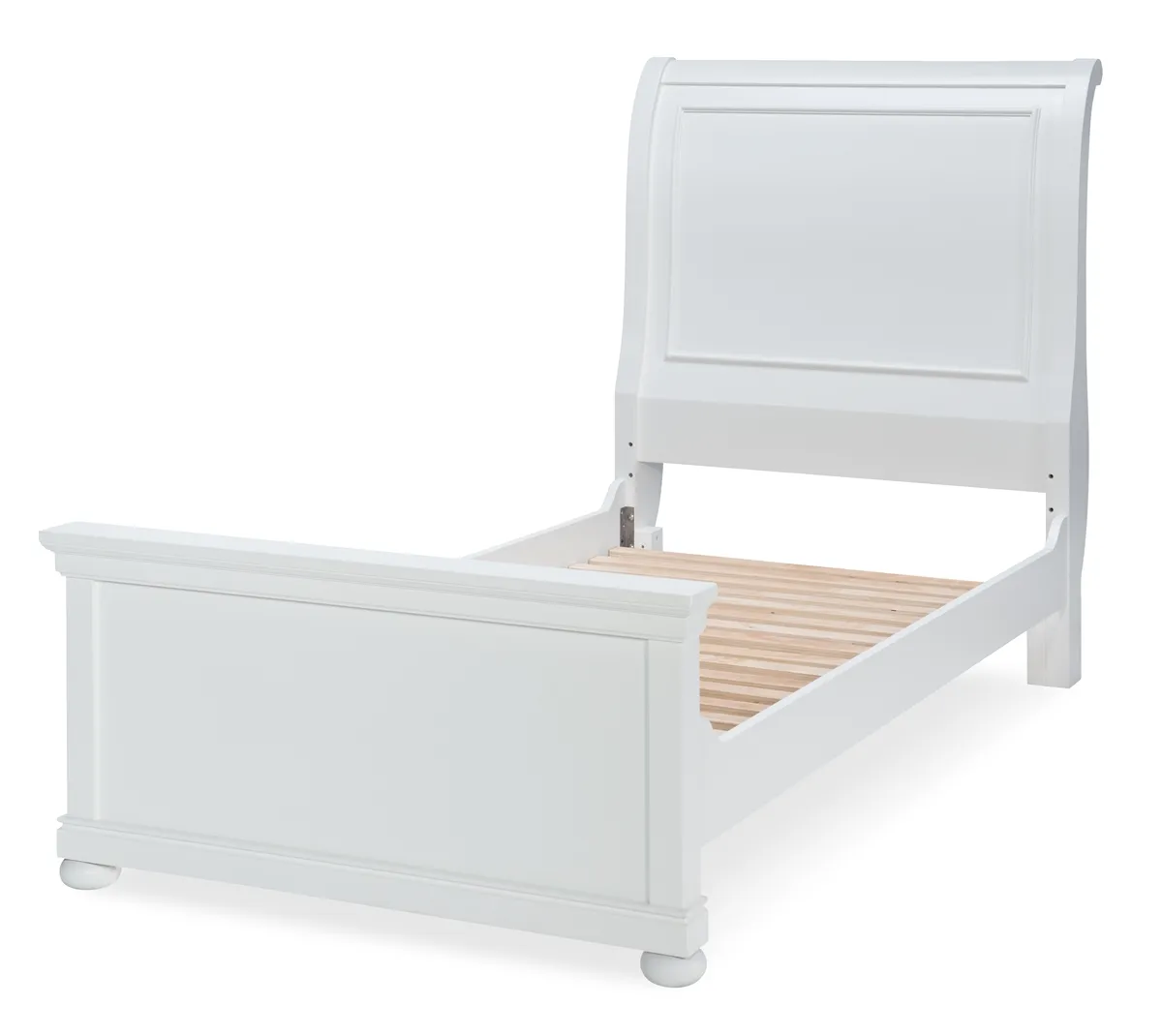 COMPLETE SLEIGH BED TWIN WHITE FINISH - CANTERBURY WHITE