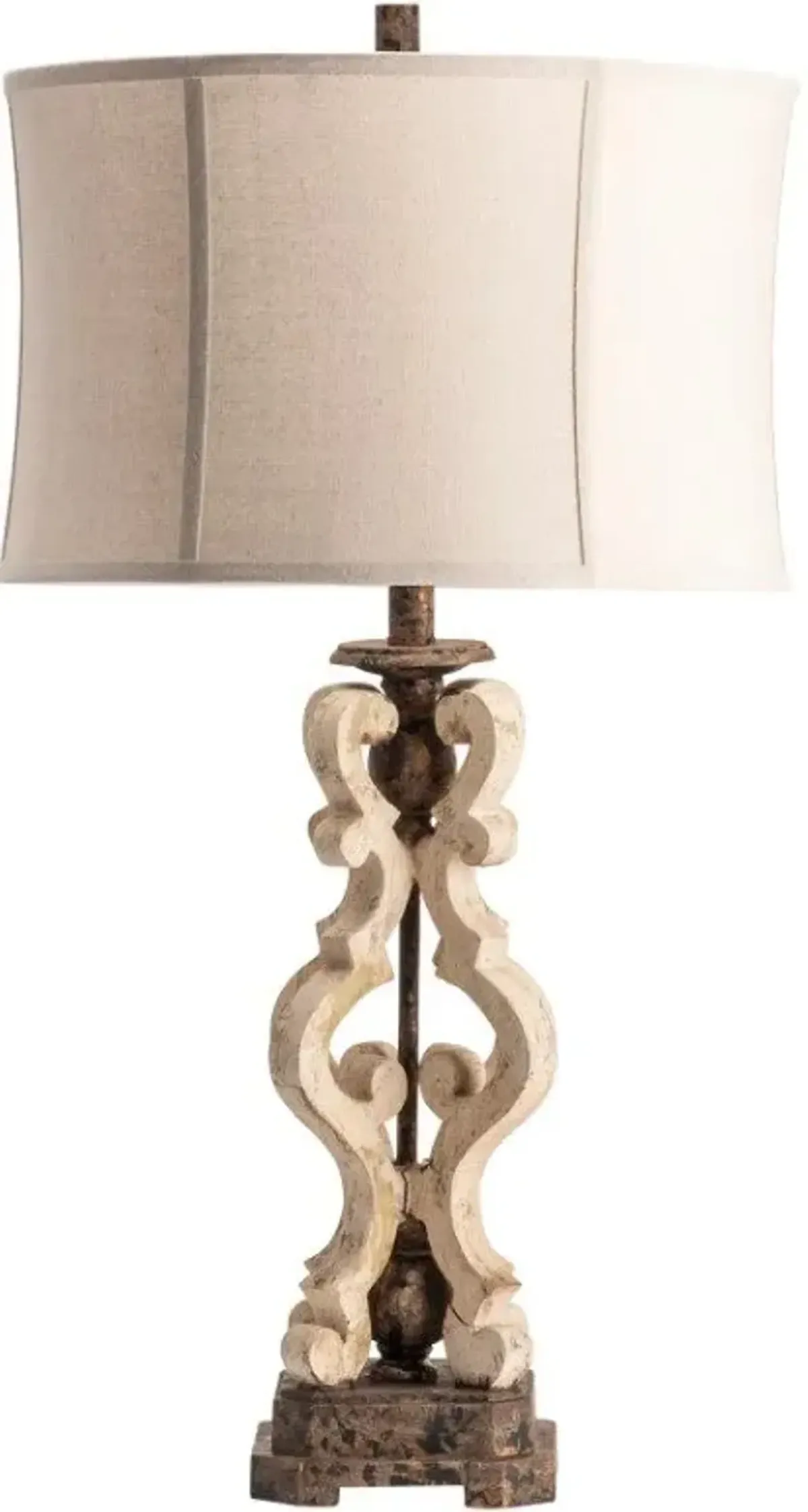 Crestview Mariposa Corner Bronze/Off-White Table Lamp