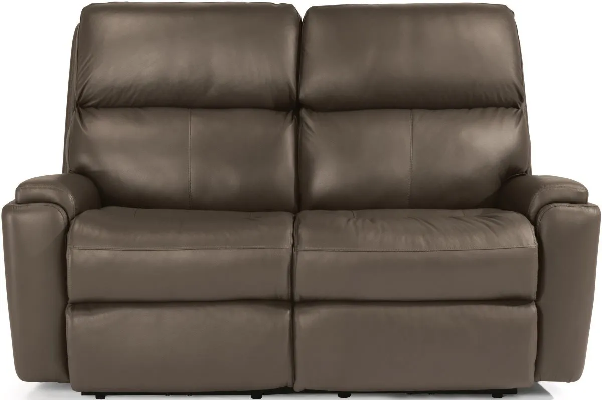 RIO DARK STONE POWER RECLINING LEATHER LOVESEAT WITH POWER HEADRESTS