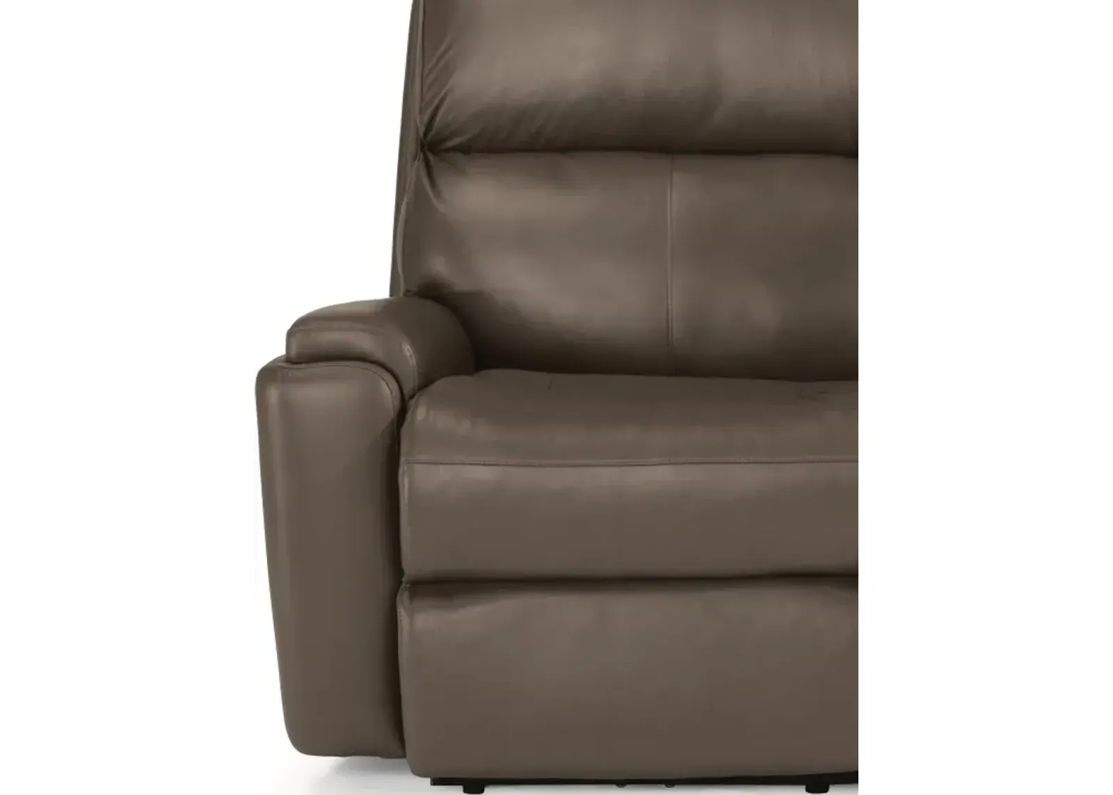 Flexsteel Rio Dark Stone Power Reclining Leather Loveseat with Power Headrests