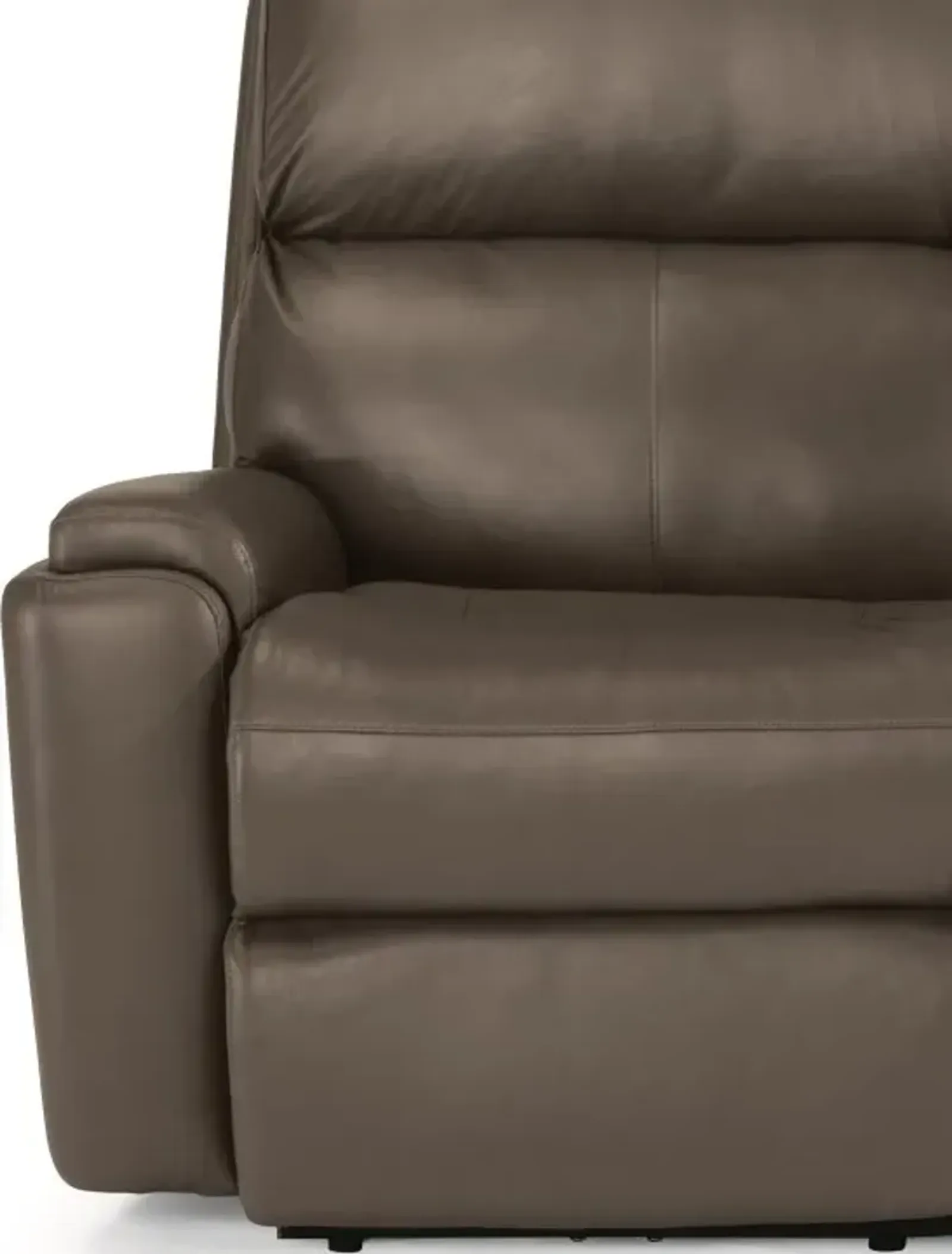 Flexsteel Rio Dark Stone Power Reclining Leather Loveseat with Power Headrests