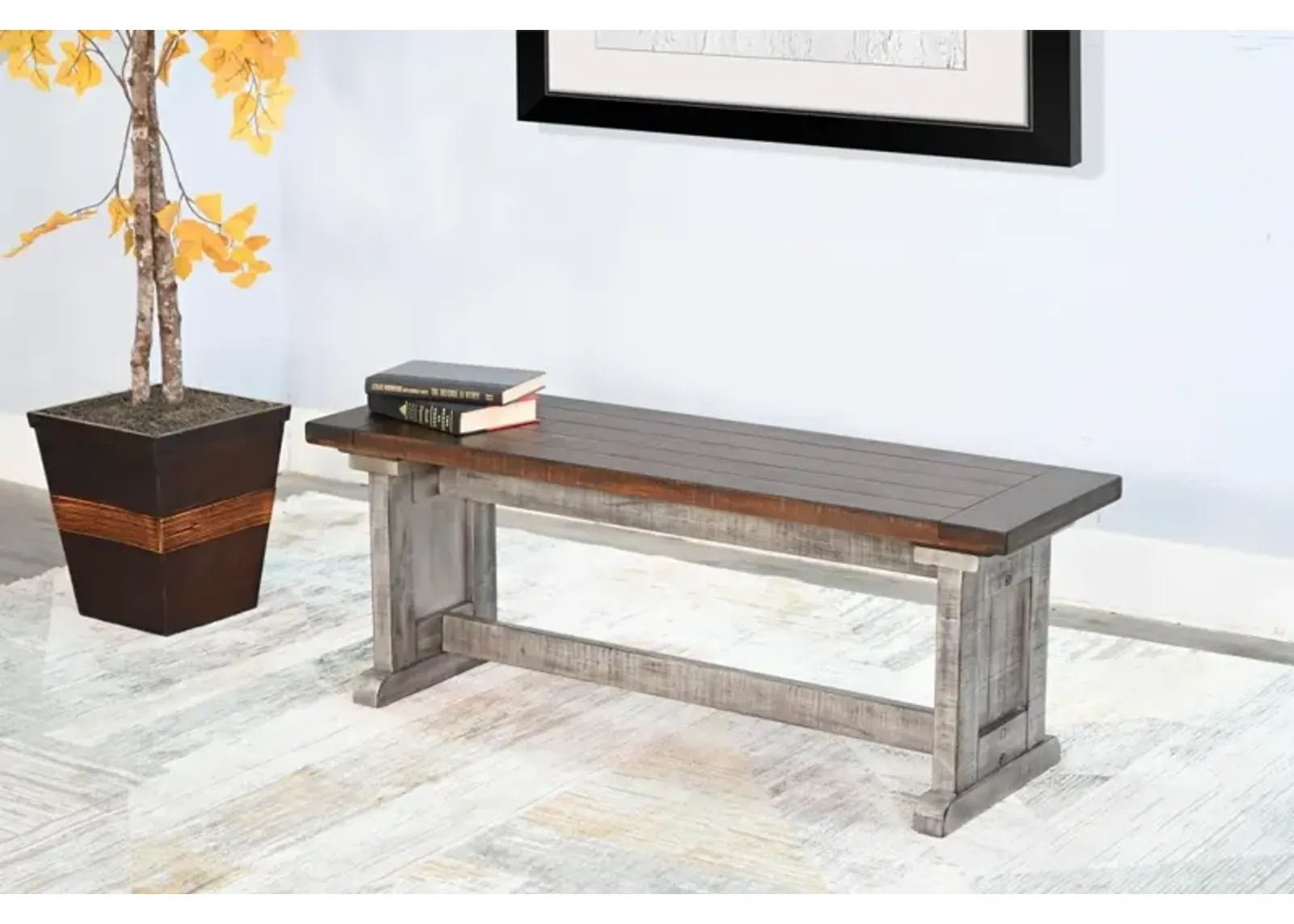 Sunny Designs Homestead Hills Tobacco Leaf & Alpine Grey Side Bench