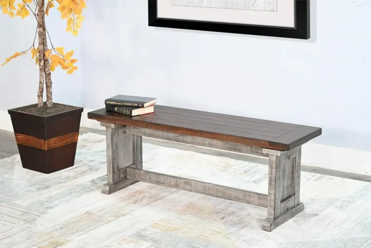 Sunny Designs Homestead Hills Tobacco Leaf & Alpine Grey Side Bench