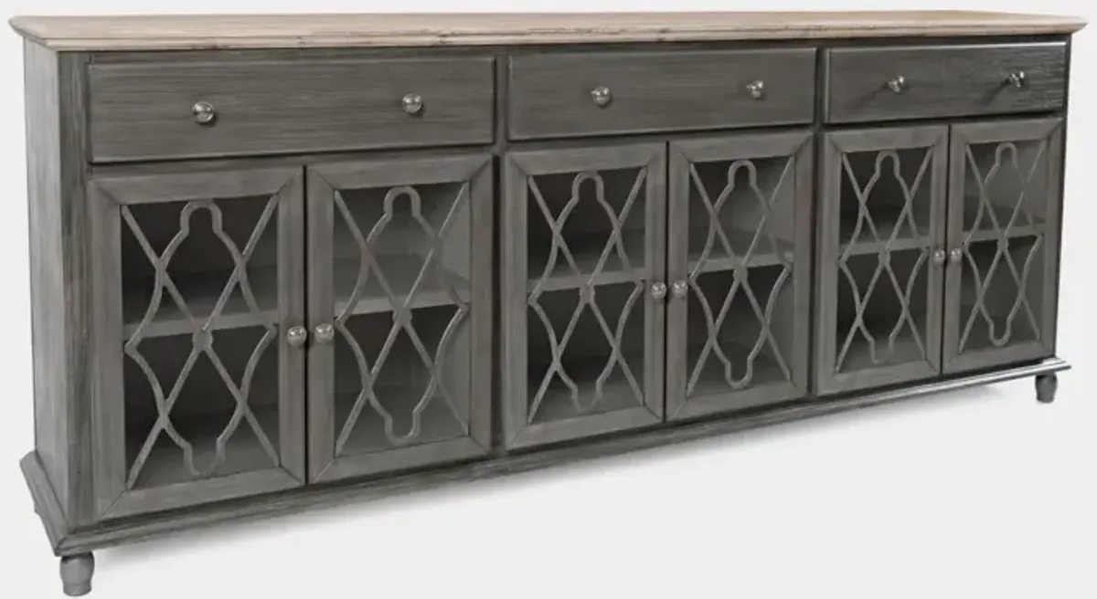 Jofran Aurora Hills 6-Door Accent Cabinet Brushed Grey Bisque