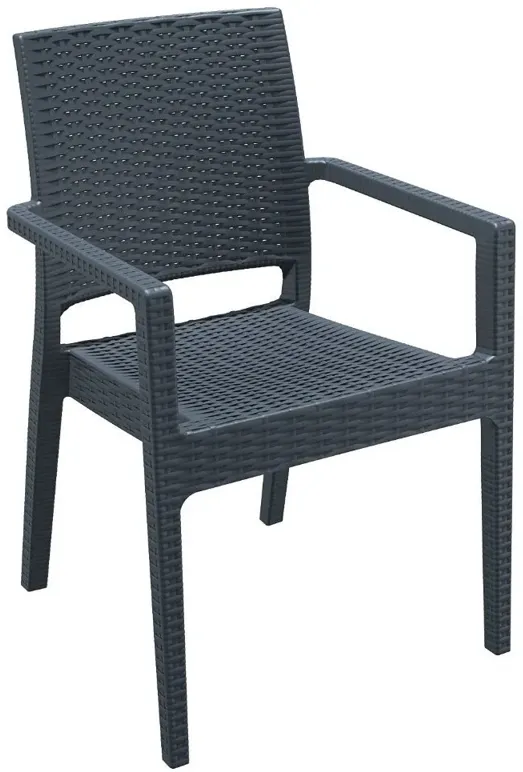 IBIZA RESIN WICKERLOOK DINING ARM CHAIR DARK GRAY