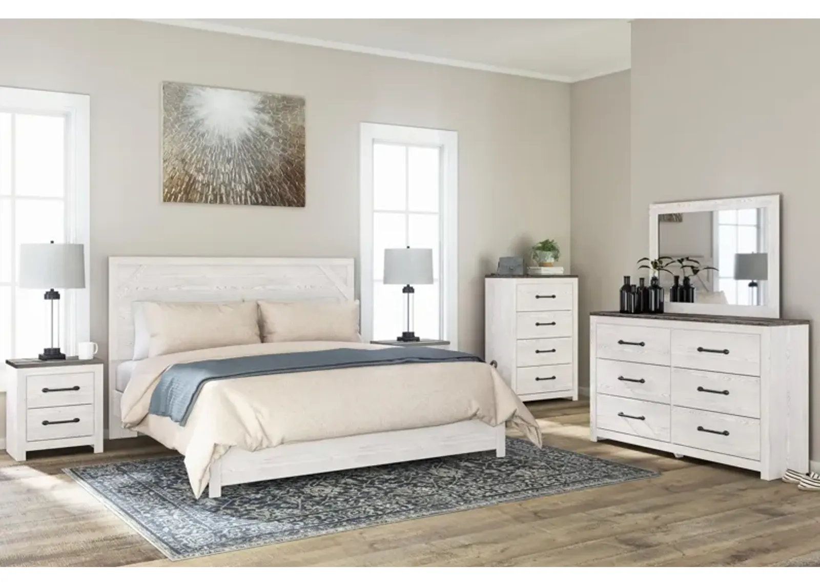 Ashley Gerridan White King Panel Bed