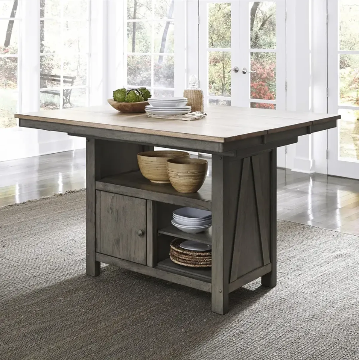 Liberty Furniture Gray & Sandstone Kitchen Island Lindsey Farm