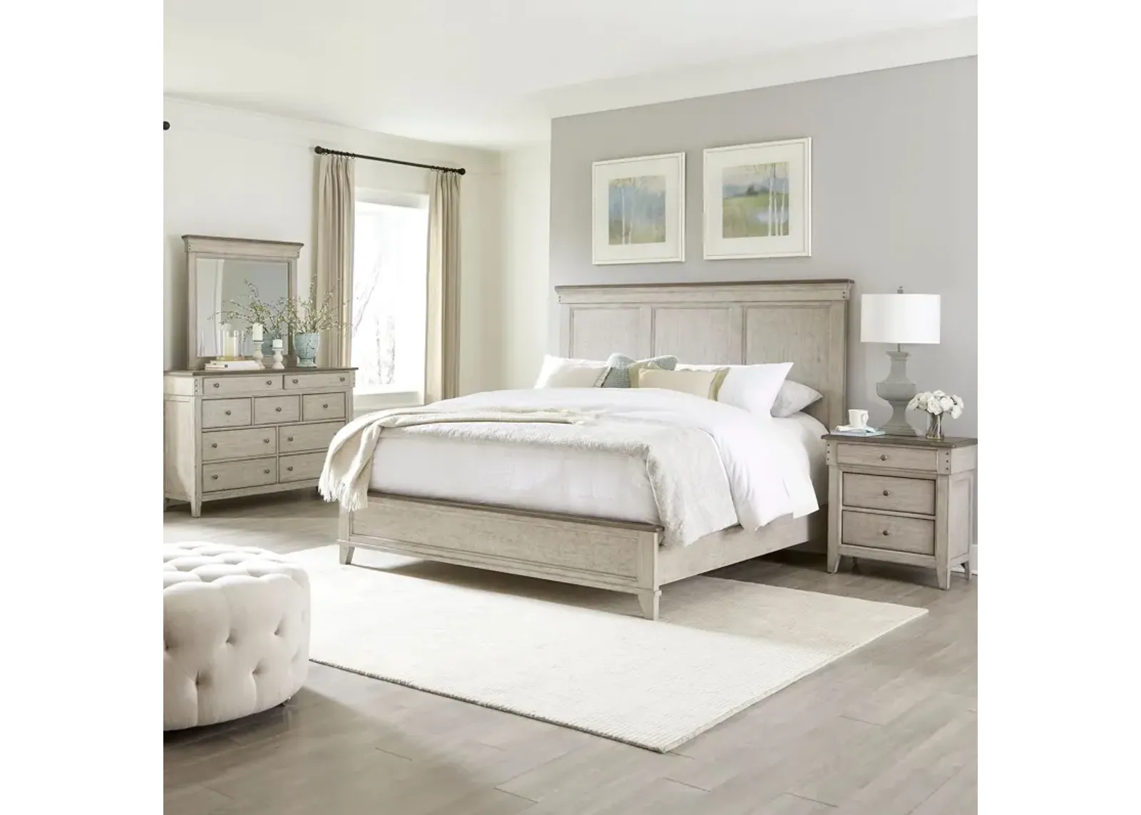 Liberty Furniture Ivy Hollow Complete Queen Bedroom Set Panel Bed, Dresser, Mirror & Nightstand