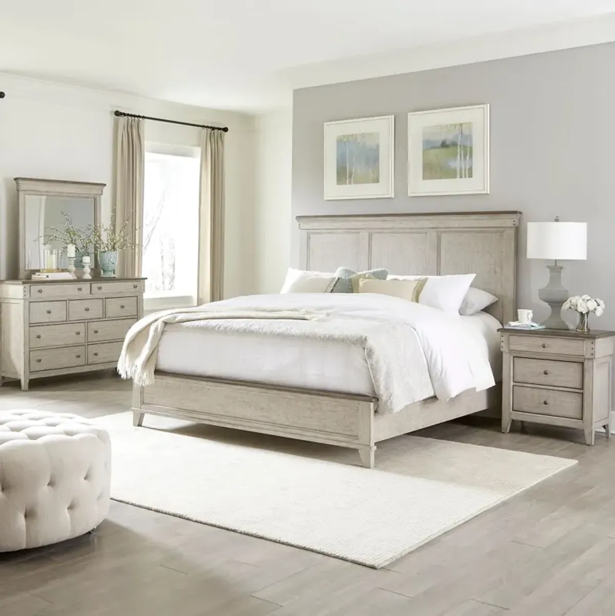 Liberty Furniture Ivy Hollow Complete Queen Bedroom Set Panel Bed, Dresser, Mirror & Nightstand