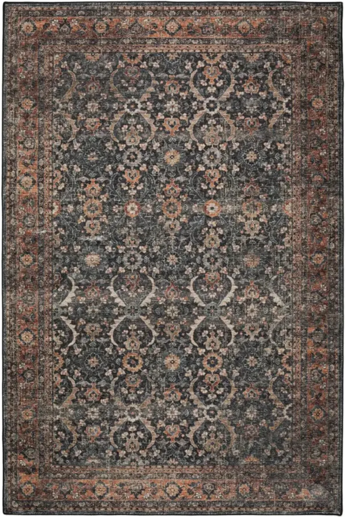 Dalyn Time-Worn Tapestry Charcoal & Copper Medallion 5'X8' Area Rug