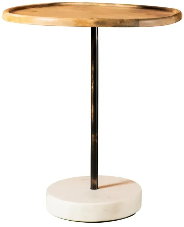 Coaster Ginevra 24 Inch Wood Top Marble Base Table Natural & White