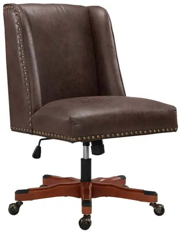 Linon Draper Brown Home Office Desk Chair