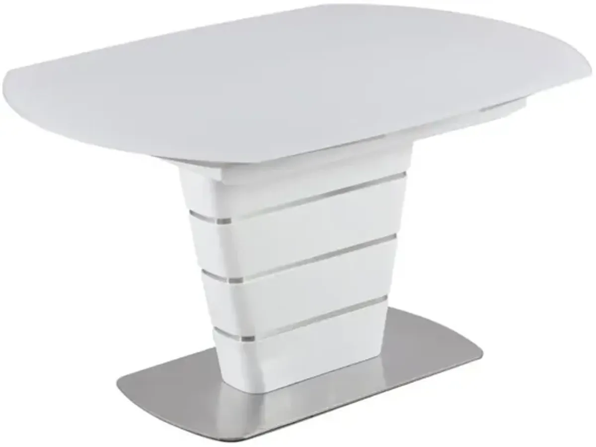 Chintaly Charlotte Contemporary White Motion-Extendable Dining Table