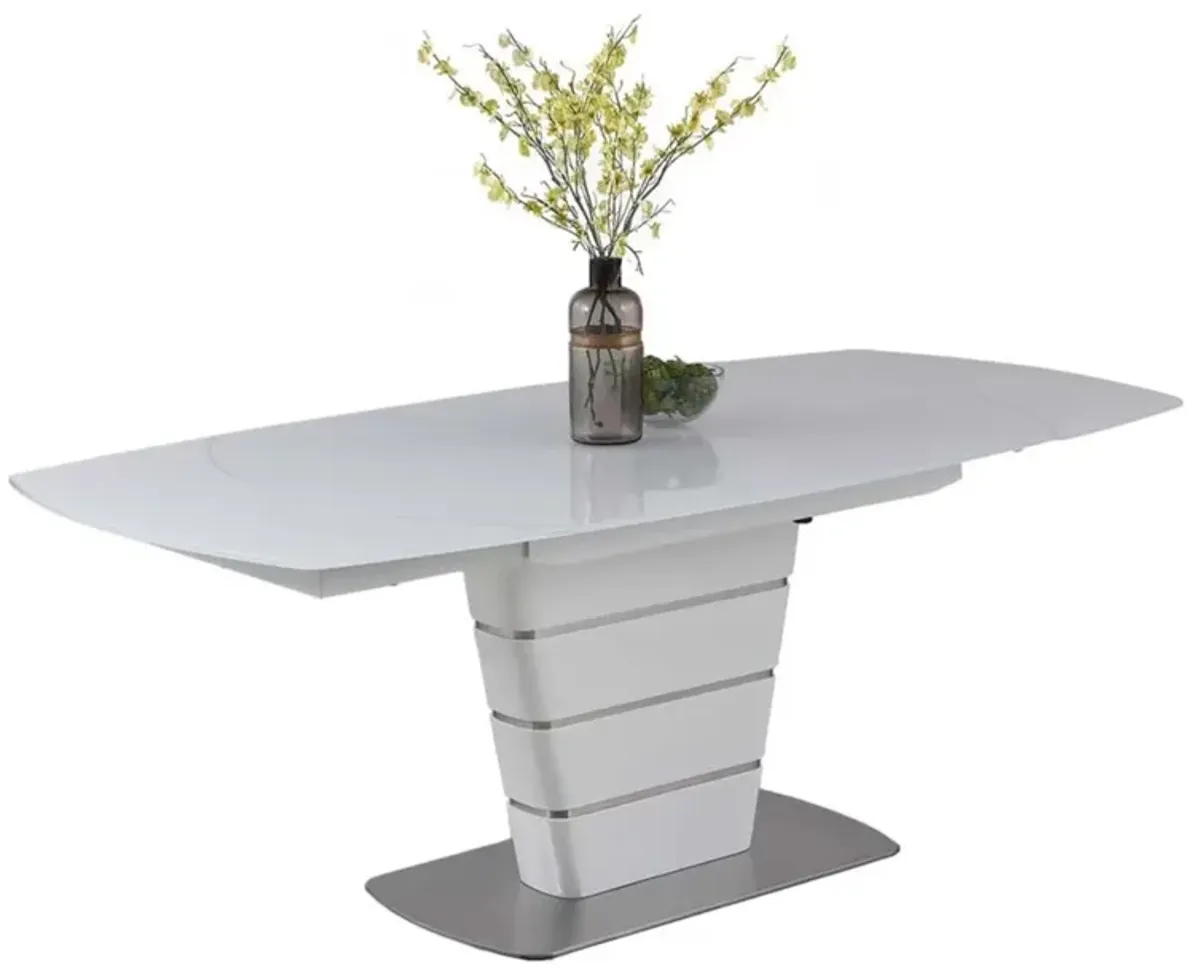 Chintaly Charlotte Contemporary White Motion-Extendable Dining Table