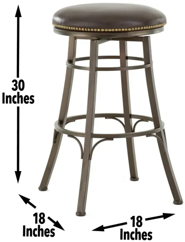 Steve Silver Bali 30-Inch Brown Backless Swivel Barstool Witn Nailhead Trim