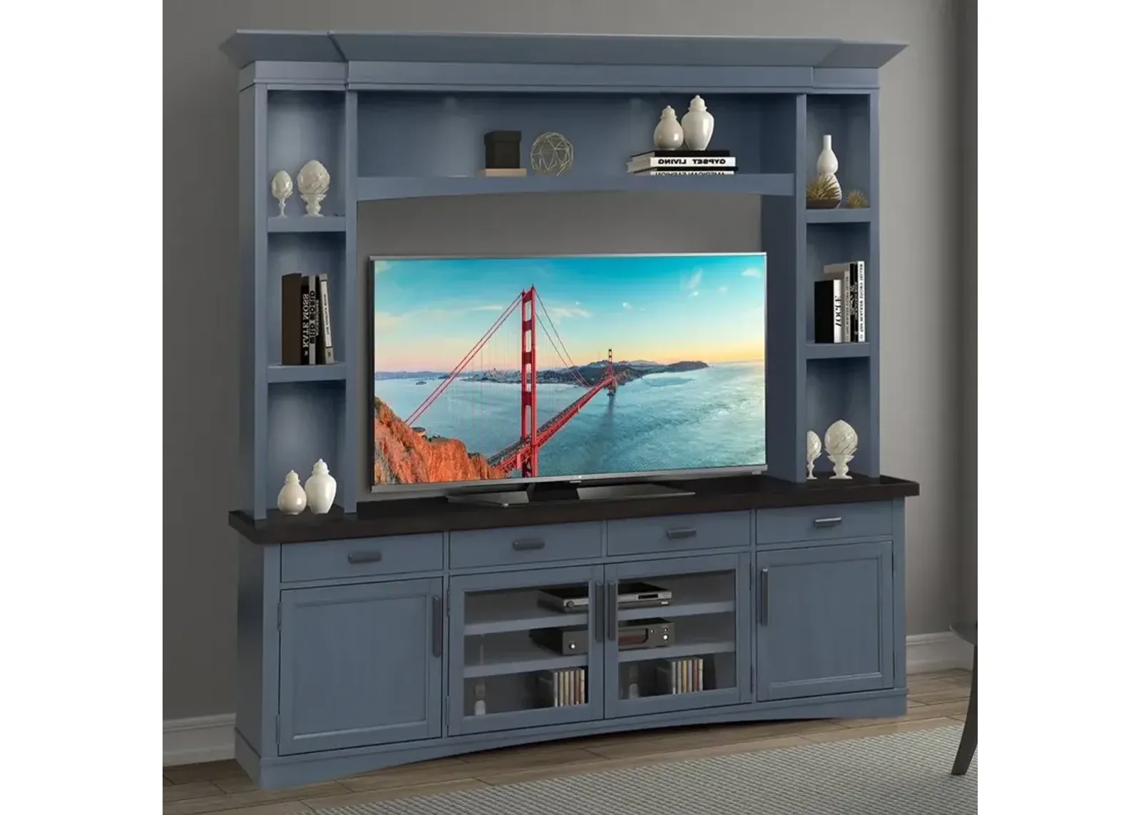 Parker House Americana Modern Collection 92 Inch Denim Media Entertainment Center